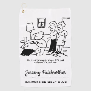 Serviette De Golf L'Homme Obèse Inapte En Surpoids Essaie De Garder