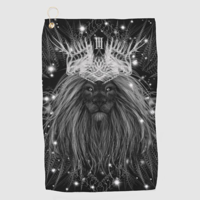 Serviette De Golf Lion d'étoile avec monogramme de couronne (Devant)