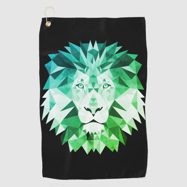 Serviette De Golf Lion vert géométrique (Devant)