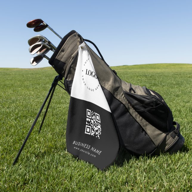 Serviette De Golf Logo professionnel personnalisé QR Code et texte p (Vert)