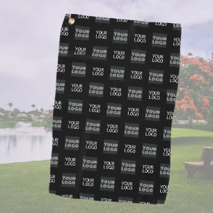 Serviette De Golf Logo simple à répétition 2 Noir