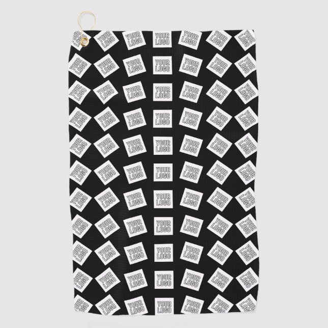 Serviette De Golf Logo unique ou Motif d'image | Noir (modifiable) (Devant)