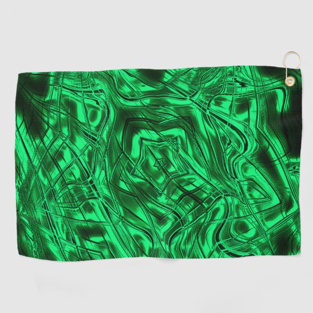 Serviette De Golf Longues courbes formant étoile sur métal vert (Horizontal)