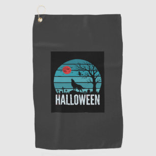 Serviette De Golf Loup d'Halloween Cimetière Lune Vecteur