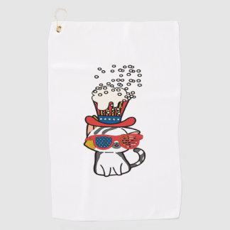 Serviette De Golf Lunettes de soleil de chat drapeau Usa