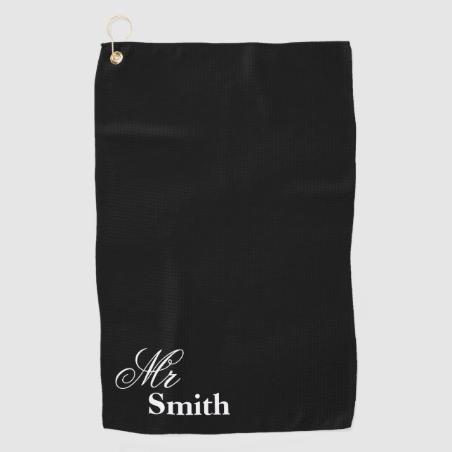 Serviette De Golf M. personnalisé Name Black White Smith (Devant)