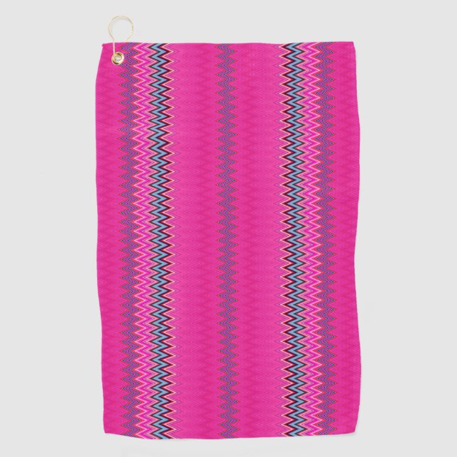 Serviette De Golf Magenta Zigzag (Devant)