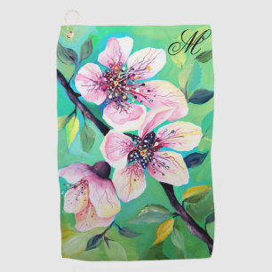 Serviette De Golf Magnifique Monogramme japonais Sakura Cherry Tree