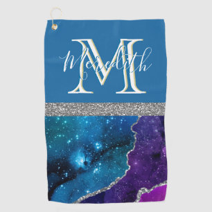 Serviette De Golf Magnifique Turquoise violet personnalisé Monogramm