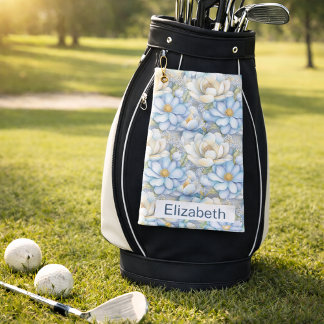 Serviette De Golf Magnolia Bleu Et Pivoine Personnalisés