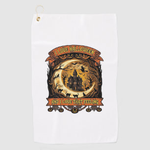 Serviette De Golf Maison hantée Halloween Amour Croissant Lune Noir