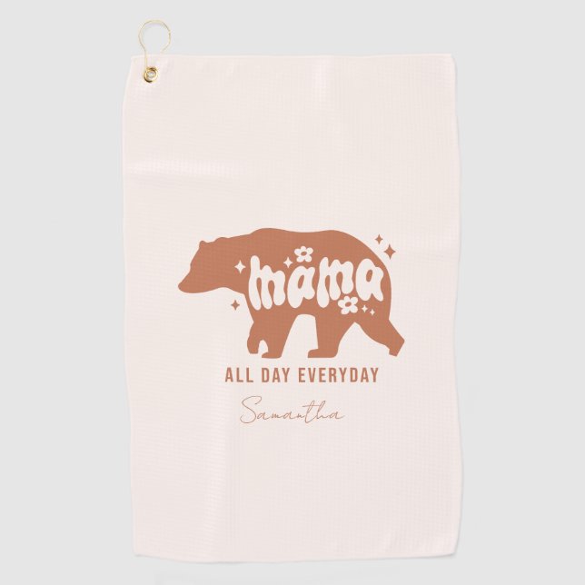 Serviette De Golf Mama Bear Toute La Journée Tous Les Jours (Devant)