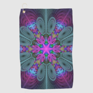 Serviette De Golf Mandala Colorful Striant Fractal Art Kaleidoscope