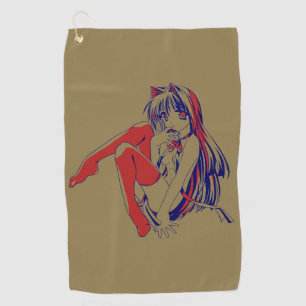 Serviette De Golf Manga américain Neko Chatte fille Mignon Anime