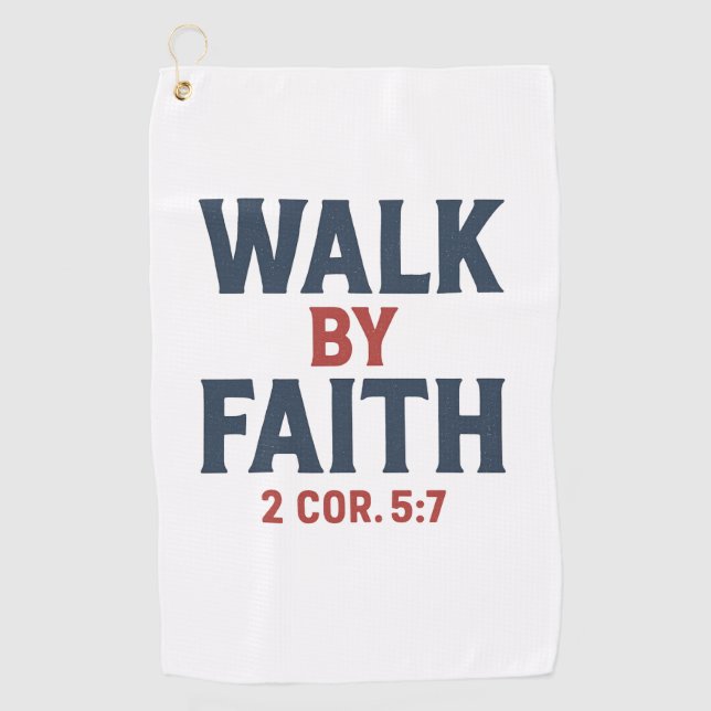 Serviette De Golf Marcher par la foi 2 Cor 5:7  (Devant)