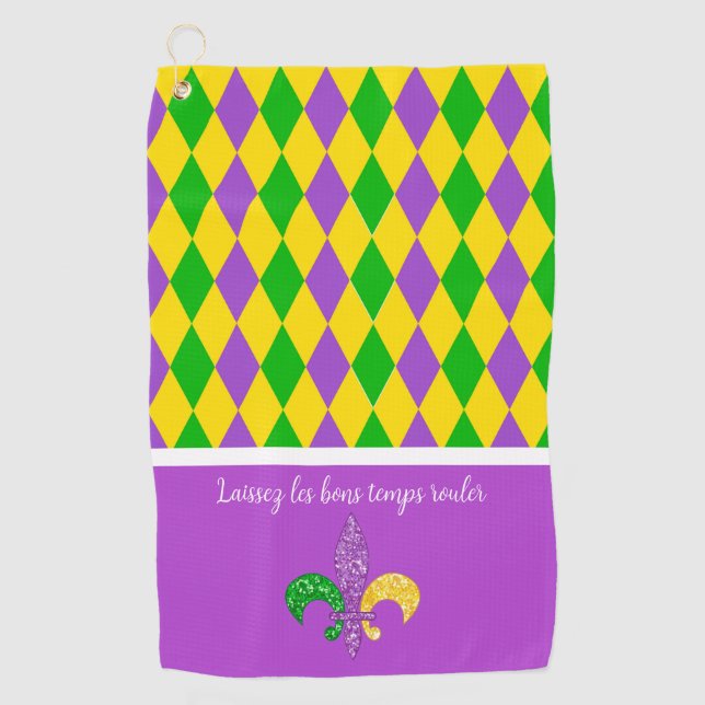 Serviette De Golf Mardi Gras ! Laissez le Good Times Roll Golf Towel (Devant)