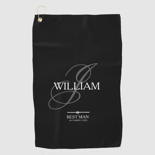 Serviette De Golf Mariage Best Man Cadeau Monogramme Nom Cool modern (Devant)
