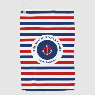 Serviette De Golf Marine marine Bleu Rouge Blanc rayures