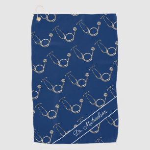 Serviette De Golf Médecin Médicale Stethoscope Motif Médecin Bleu