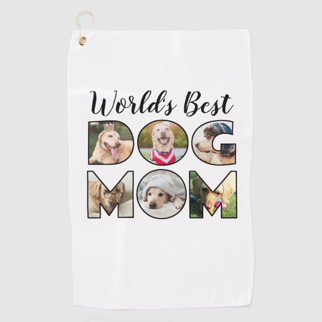 Serviette De Golf Meilleur chien maman 6 Photo Collage Amoureux des  (Devant)