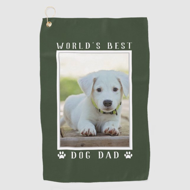 Serviette De Golf Meilleur Chien Papa Empreintes de pattes du monde  (Devant)