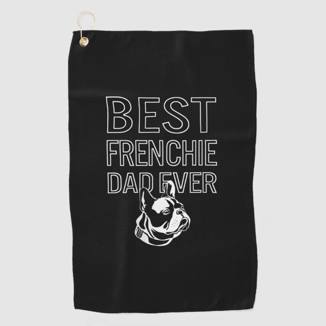 Serviette De Golf Meilleur Frenchie Papa Ever Papa French Bulldog Ca (Devant)