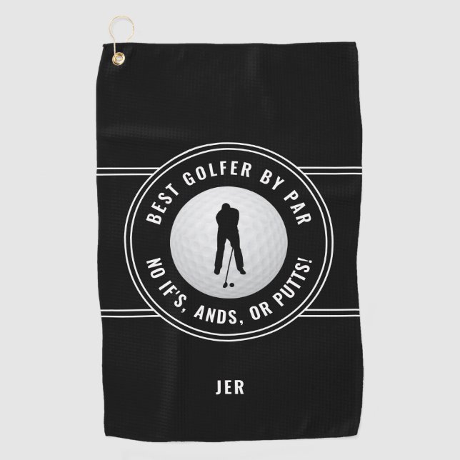 Serviette De Golf Meilleur Golfeur Par Par Funny Putts Black & White (Devant)