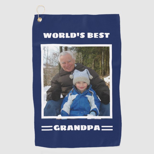 Serviette De Golf Meilleur grand-père du monde Photo personnalisée (Devant)