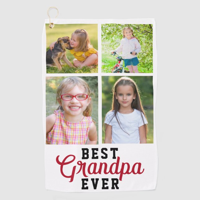 Serviette De Golf Meilleur Grand-Père Ever 4 Grandes Enfants Photo (Devant)