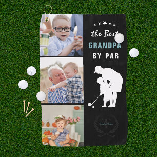 Serviette De Golf Meilleur Grand-Père Par Collage Photo Monogramme