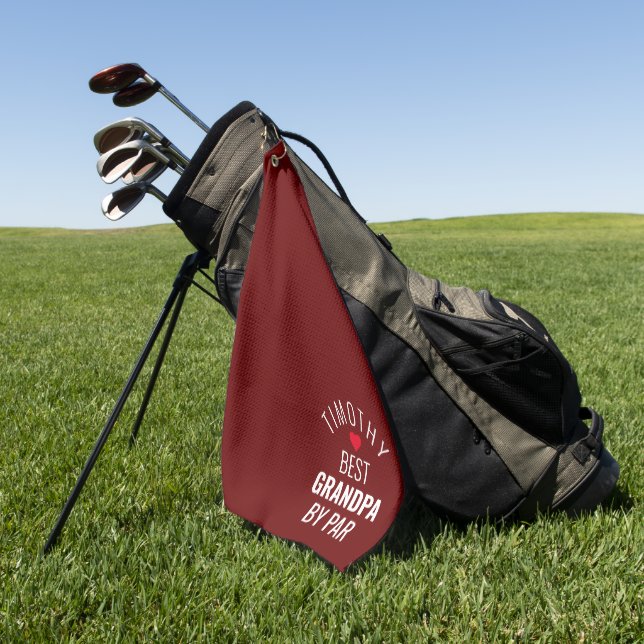 Serviette De Golf Meilleur Grand-Père Par Par Nom Coeur Bourgogne (Vert)