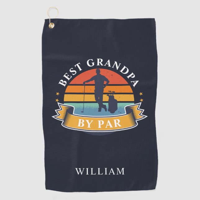 Serviette De Golf Meilleur Grand-Père Rétro Par Par Golfeur Personna (Devant)