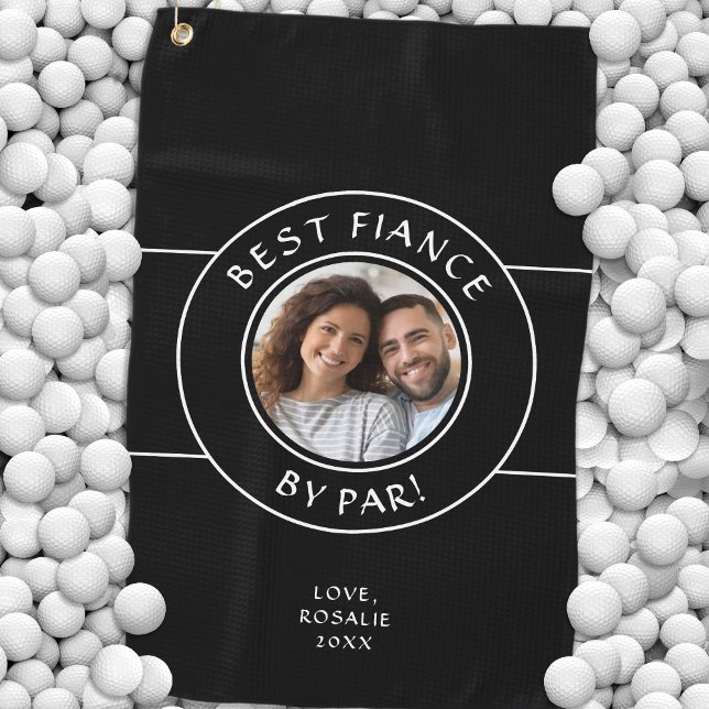 Serviette De Golf Meilleur Modèle photo de fiançailles noir blanc mo (Best Fiance Fun Photo Template Black White Modern Golf Towel)