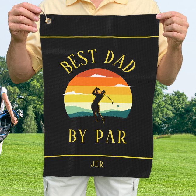 Serviette De Golf Meilleur Papa Jamais Par Par Golfer Silhouette Men (Créateur téléchargé)