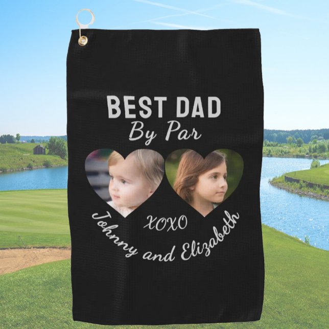 Serviette De Golf Meilleur Papa Par Par 2 Enfants Photo Collage Pers (Créateur téléchargé)