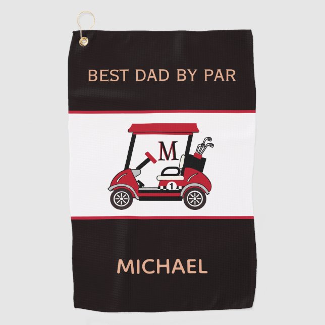 Serviette De Golf Meilleur papa par Par Golf Panier Nom Monogramme (Devant)