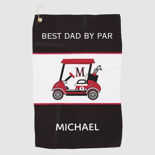Serviette De Golf Meilleur papa par Par Nom Monogramme Personnalisé (Devant)