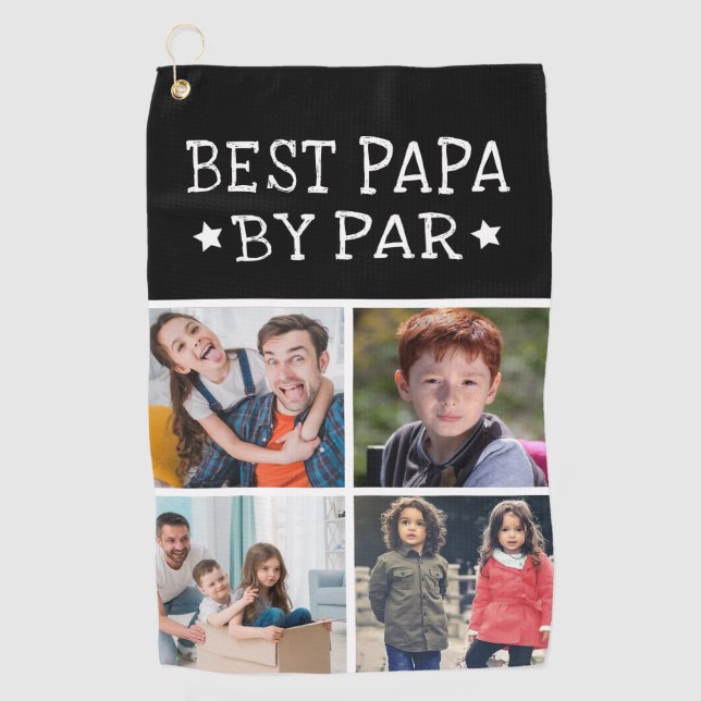 Serviette De Golf Meilleur Papa Par Par Photo Collage (Devant)