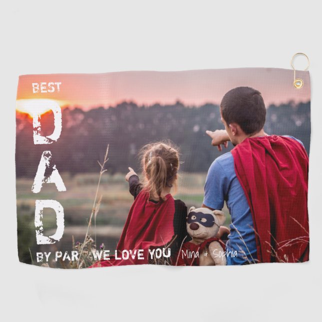 Serviette De Golf Meilleur Papa Par Photo Cool Golfer Fête des pères (Horizontal)