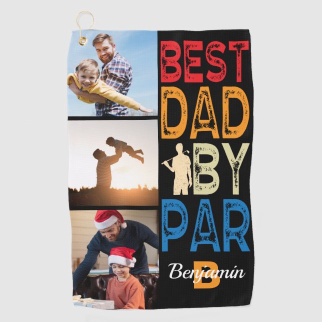 Serviette De Golf Meilleur Papa Par Photo Monogramme Fête des pères  (Devant)