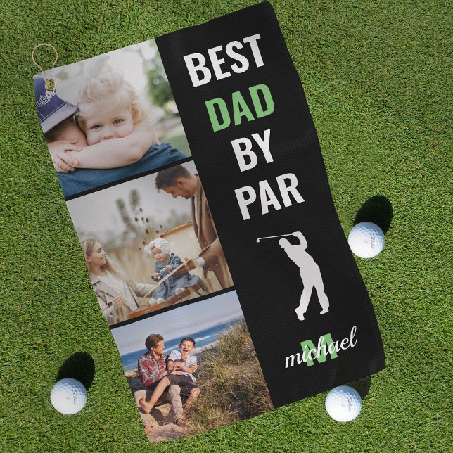 Serviette De Golf Meilleur Papa Par Photo Monogramme Fête des pères  (Créateur téléchargé)