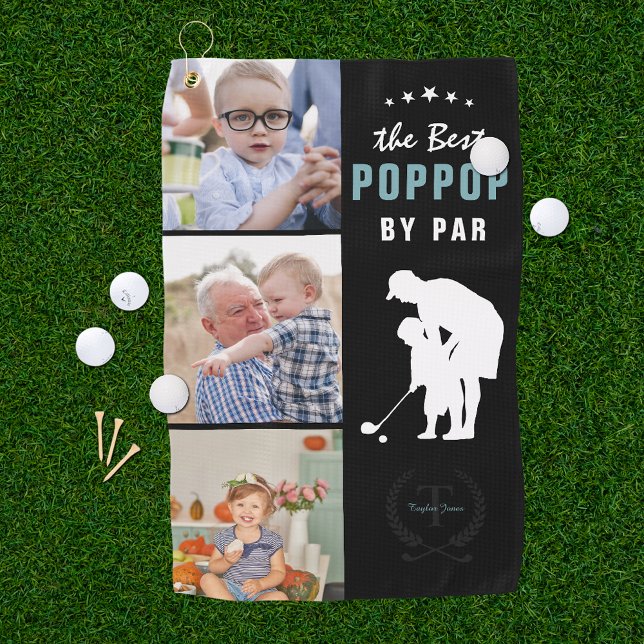 Serviette De Golf Meilleur Poppop par défaut | Collage photo Monogra (Créateur téléchargé)