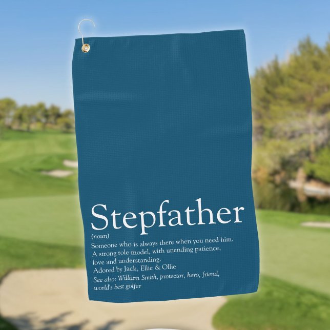 Serviette De Golf Meilleur Stepdad Stepdad au monde Définition Bleu (World's Best Stepfather Stepdad Definition Blue Golf Towel)