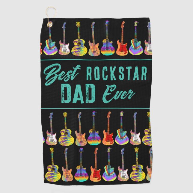 Serviette De Golf Meilleure citation de Rockstar Papa (Devant)