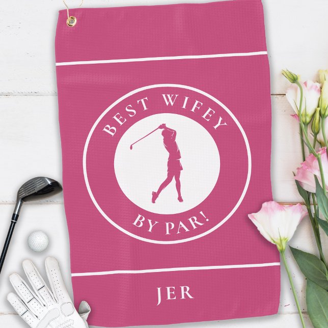 Serviette De Golf Meilleure Femme Par Par Golfer Femme Monogramme Sp (Best Wifey By Par Golfer Wife Monogram Sport Pink Golf Towel)