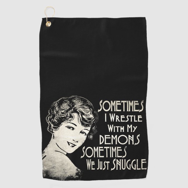 Serviette De Golf Meme des femmes sarcastiques d'expression parfois (Devant)