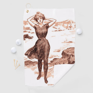 Serviette De Golf Mermaid Beach Gibson Girl Victorian Antique