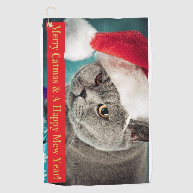Serviette De Golf Merry Catmas and A Happy Mew Year ! (Devant)