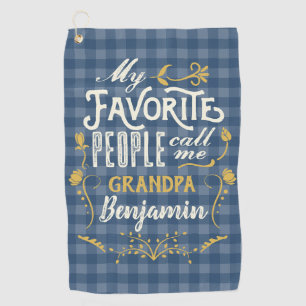 Serviette De Golf Mes gens préférés m'appellent Grand-Père Bleu En v
