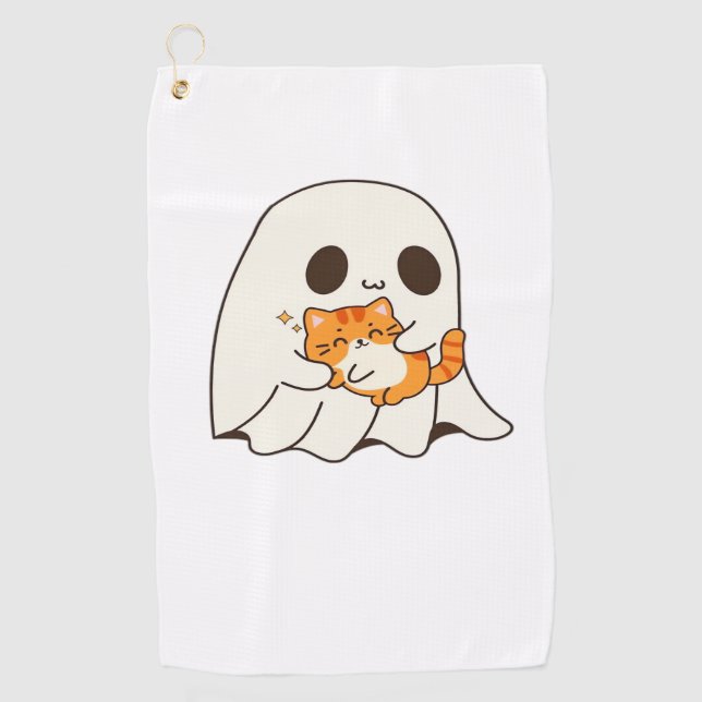 Serviette De Golf Mignon fantôme et chat, T-shirt classique Hallowee (Devant)